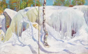 1911 Prints: Rock Covered in Ice and Snow, 1911. Creator: Pekka Halonen