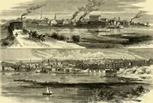 Waud Gallery: Rock Island, Illinois.- Davenport, Iowa, 1874. Creator: Alfred Waud