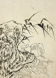 Peony Prints: Rock, Peony and Bamboo, c1750. Creator: Unknown