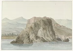 Ducros Abraham Louis Rodolphe Prints: Rock and town of Scilla in the Calabria region from the sea on the north