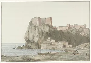 Ducros Abraham Louis Rodolphe Prints: Rock and town of Scilla in the Calabria region on the west coast