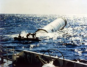 Rocket Prints: Rocket booster recovery, second Space Shuttle flight, November 1981. Creator: NASA
