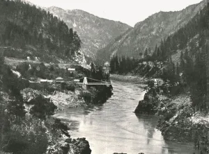 British Columbia Gallery: The Rockies: the Frazer Canyon and Cariboo Road Bridge, near Spuzzum, Canada, 1895