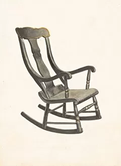 Wood Carving Gallery: Rocking Chair (Square Back), c. 1937. Creator: Robert Gilson