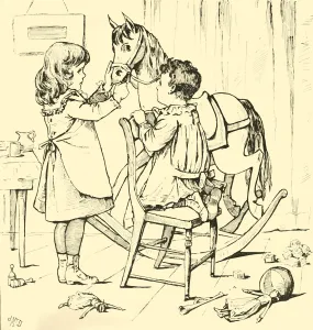 Rocking Horse Prints: How The Rocking-Horse Ate The Cake, 1881. Creator: Unknown