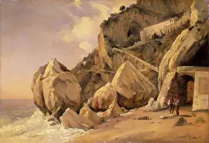 Wave Prints: Rocks in Amalfi, 1828. Creator: Jean-Baptiste-Camille Corot