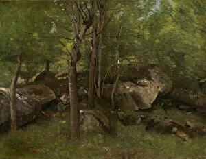 Camille Collection: Rocks in the Forest of Fontainebleau, 1860 / 1865. Creator: Jean-Baptiste-Camille Corot