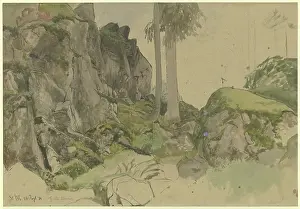 Geological Prints: Rocks near St. Blasius, Black Forest, 1870. Creator: Hans Thoma