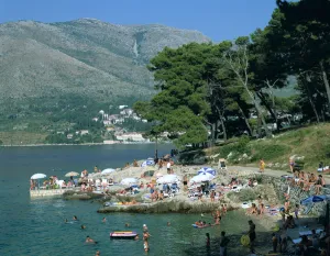 Sunbathing Prints: Rocky beach, Cavtat, Croatia