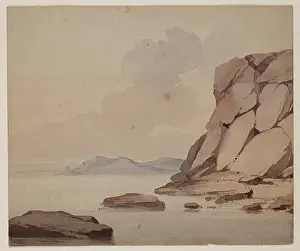 Geological Prints: Rocky Cliffs at Water's Edge