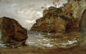 Cove Prints: Rocky Coast near Naples, 1821. Creator: Johan Christian Dahl