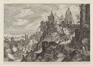 Bohemia Collection: Rocky Landscape in Bohemia. Creators: Aegidius Sadeler II, Pieter Stevens