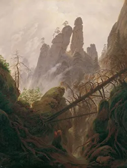 Rocky Landscape in the Elbe Sandstone Mountains, 1822-1823. Artist: Friedrich, Caspar David (1774-1840) Rocky Landscape in the Elbe Sandstone Mountains, 1822-1823. Artist: Friedrich, Caspar David (1774-1840)