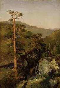 Pines Prints: Rocky Landscape with Pinetreees, 1850. Creator: Herman August Cappelen