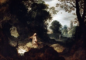 Pleading Gallery: Rocky Landscape with Saint Francis, early 17th century. Artist: Abraham Govaerts