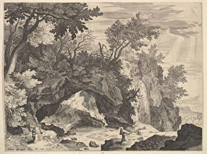 St Francis Collection: Rocky Landscape with the Stigmatisation of Saint Francis.n.d