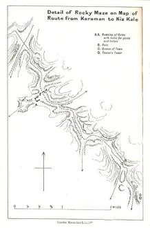 Sykes Mark Collection: Detail of Rocky Maze on Map of Route from Karaman to Kiz Kale, c1915