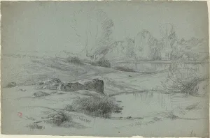 A Rocky Meadow by a River, c. 1840. Creator: Jean Achille Benouville