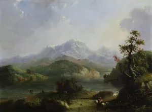 Rockies Prints: Rocky Mountain Scene, Wind River Mountains, 1853. Creator: Alfred Jacob Miller