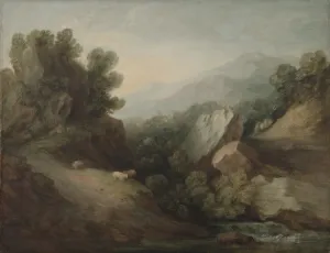 Rocky, Wooded Landscape with a Dell and Weir, c. 1782-1783. Creator: Thomas Gainsborough (British