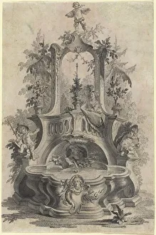 Nilson Johann Esaias Prints: Rococo Fountain with Lovers and the Four Elements. Creator: Johann Esaias Nilson