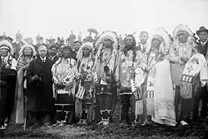Crow Prints: Rodman Wanamaker and Indian Chiefs, 1913. Creator: Bain News Service