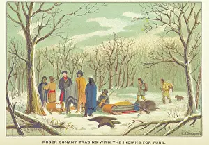 Sledges Prints: Roger Conant trading with the Indians for furs, 1898. Creator: Unknown