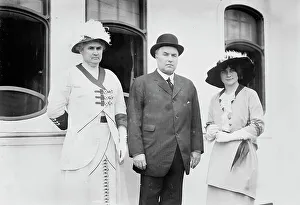 Feathered Prints: Roger Sullivan, wife and daughter, between c1910 and c1915. Creator: Bain News Service