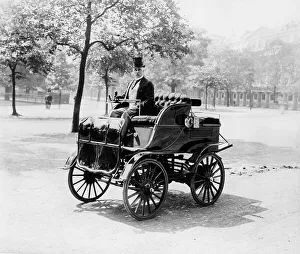 Wallace Prints: Roger Wallace in his electric car, 1899