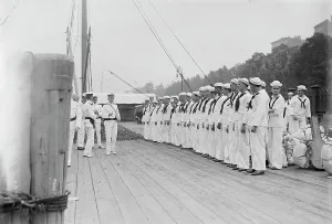 Militia Prints: Roll Call - Naval Militia, between c1910 and c1915. Creator: Bain News Service