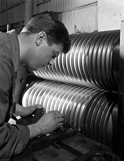 Lathe Gallery: Roll turning at the Edgar Allen Steel Foundry, Sheffield, South Yorkshire, 1962. Artist
