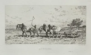 Charlesemile Jacque French Prints: The Roller, 1868. Creator: Charles-Emile Jacque (French, 1813-1894)