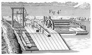Roller bridge or inclined plane for transferring vessels from one level of a canal to another, 1737