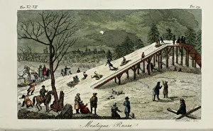 A roller coaster. Illustration from Il costume antico e moderno o storia del governo? by Giulio Ferrario, 1831. Artist: Giarre, Luigi (1772-1844)