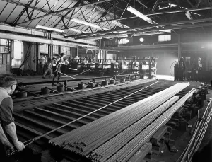 Rolling hexagonal rods, Edgar Allen Steel Foundry, Sheffield, South Yorkshire, 1962