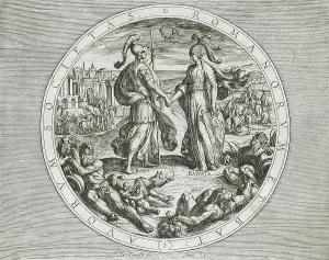 Batavian Prints: Roma and Batavia, published 1612. Creator: Antonio Tempesta