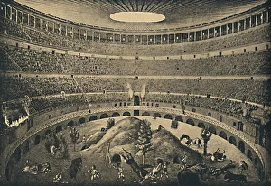 Hunt Prints: Roma - Colosseum - Reconstruction of a hunt of wild animals, 1910