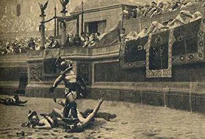 Gladiator Prints: Roma - Colosseum - Thumbs down in a gladiatorial fight, 1910