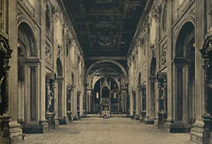 Cento Vedute Classiche Di Roma Prints: Roma - Main nave of the Basilica of St. John Lateran (Borromini, arch. 1650), 1910