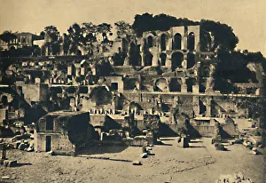 Caligula Prints: Roma - The Ruins of the house of Caligula towering above the House of the Vestal Virgins