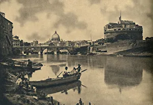 Roma - The Tiber - Castle and Bridge of S. Angelo. Dome of St. Peter s, 1910