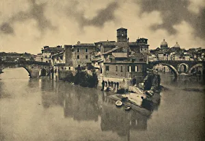 Tiber Island Prints: Roma - Tiberine Island and the ancient Bridges Caestius and Fabritius, 1910