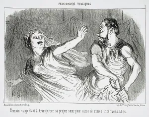 Facial Expressions Prints: Romain s'apprêtant à transpercer sa propre soeur... 1852. Creator: Honore Daumier
