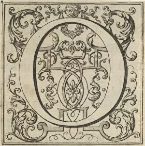 Bernard Gallery: Roman Alphabet letter O with Louis XIV decoration, 18th century. Creator: Bernard Picart