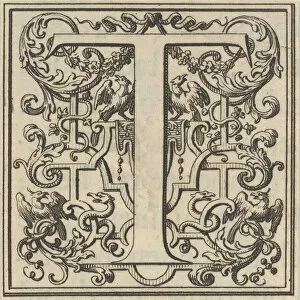 Bernard Gallery: Roman Alphabet letter T with Louis XIV decoration, 18th century. Creator: Bernard Picart