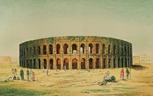1st Century Ad Prints: Roman amphitheater, Nimes, France, 1881. Creator: Unknown