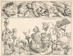 Tiepolo Gallery: Roman arms, standards, and trophies, a composition divided into two horizontal bands