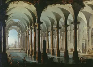 Antonio Prints: Roman Bath, c1745. Creators: Antonio Joli, Giovanni Paolo Panini