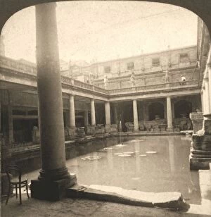 Stereoscope Card Gallery: Roman Baths, Bath, England, 1900. Creator: Works and Sun Sculpture Studios