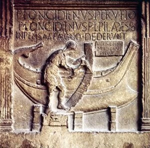 Boat Builder Gallery: Roman Boat-Builder at work, on stele of Publius Longidienus, c2nd century